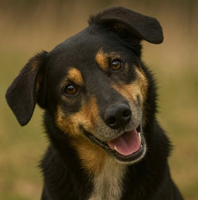 Picture of dog (Kelpie x Border Collie) tilting its head